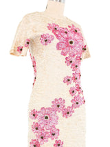 Cream Sequin Embellished Floral Knit Dress Dress arcadeshops.com