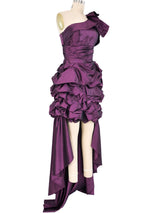 1980s Pierre Cardin Eggplant Convertible One Shoulder Gown Dress arcadeshops.com
