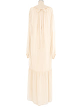 Galanos Sheer Ivory Drop Waist Maxi Dress Dress arcadeshops.com