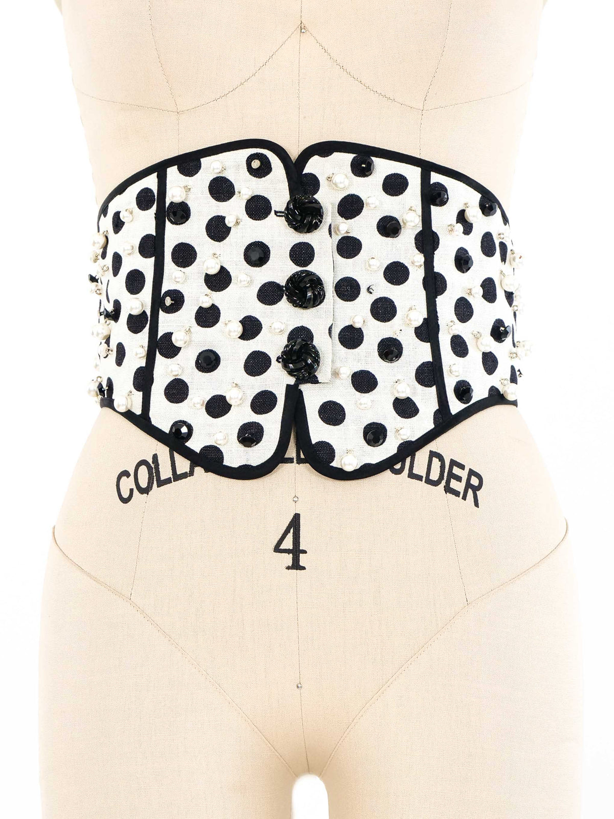 Geoffrey Beene Pearl Bead Embellished Waist Belt