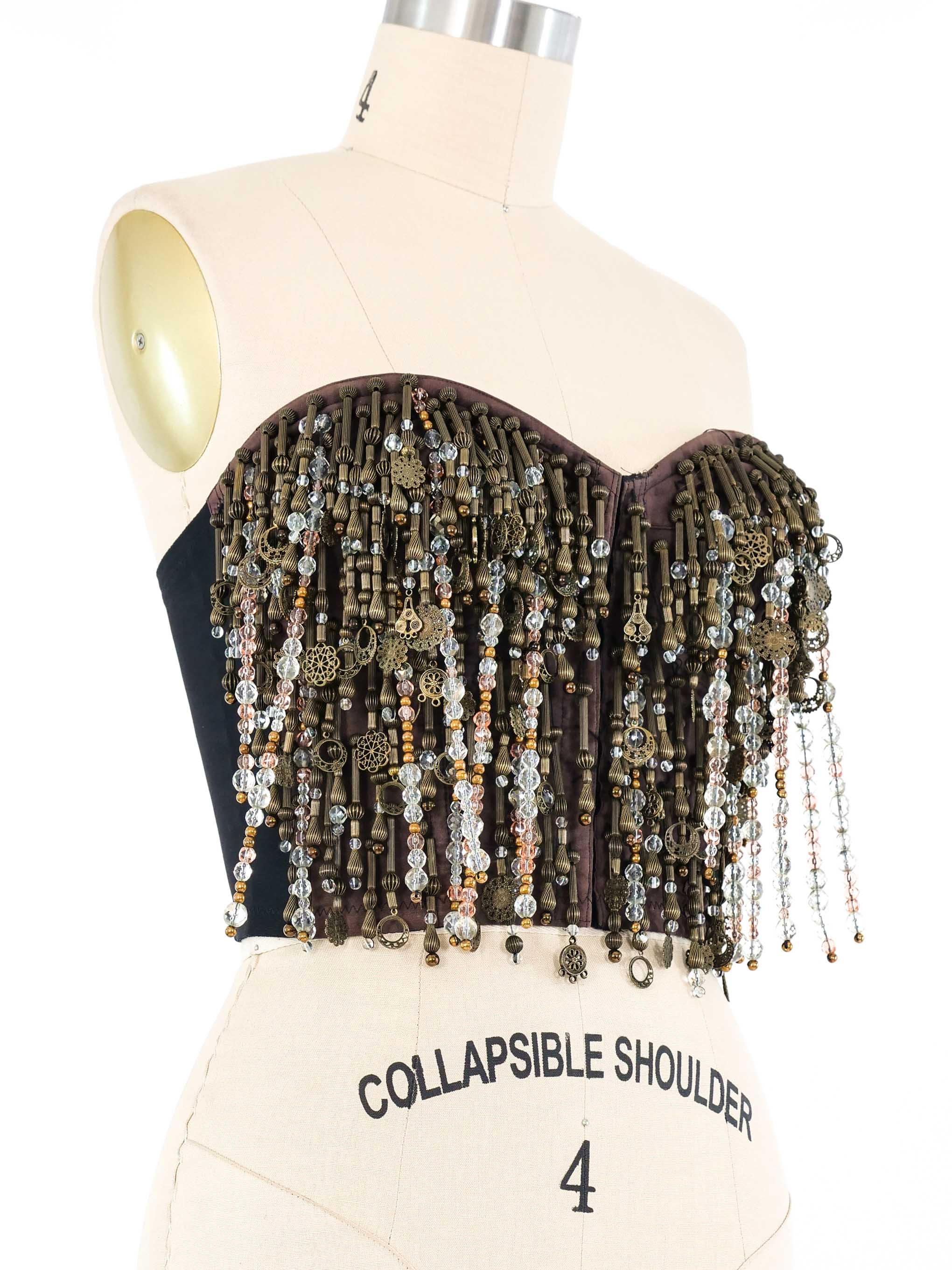 1990 Dolce And Gabbana Beaded Fringe Bustier