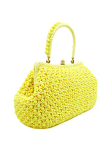 1960s Yellow Beaded Raffia Bag Accessory arcadeshops.com