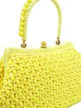 1960s Yellow Beaded Raffia Bag Accessory arcadeshops.com