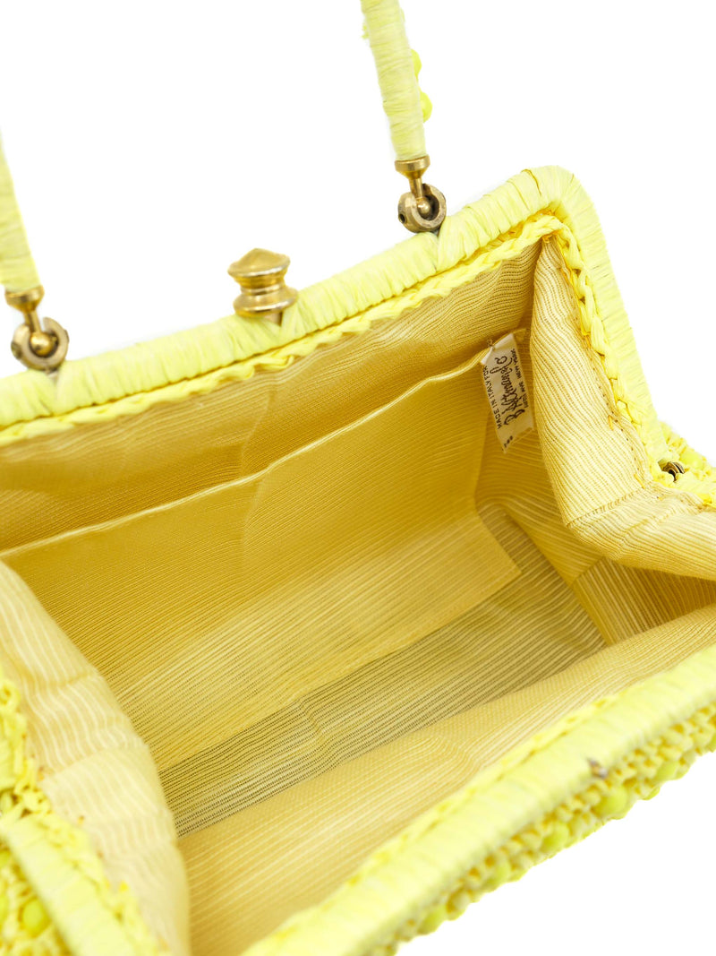 1960s Yellow Beaded Raffia Bag Accessory arcadeshops.com