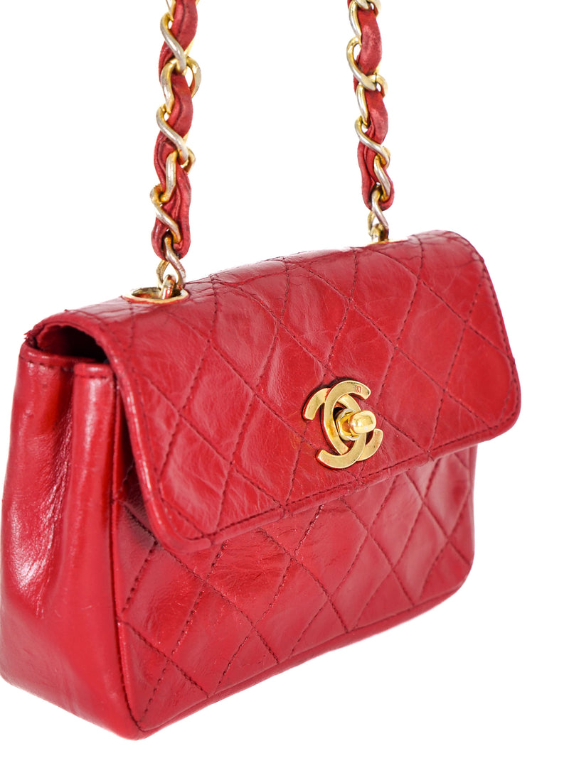 Chanel Red Quilted Mini Bag Accessory arcadeshops.com