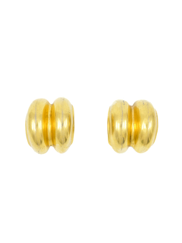 Ribbed Dome Goldtone Earrings Accessory arcadeshops.com