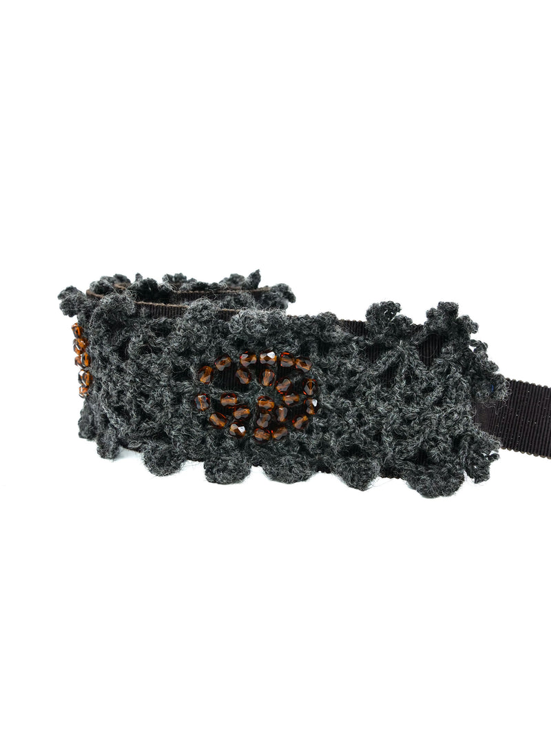 Prada Beaded Crochet Ribbon Belt Accessory arcadeshops.com