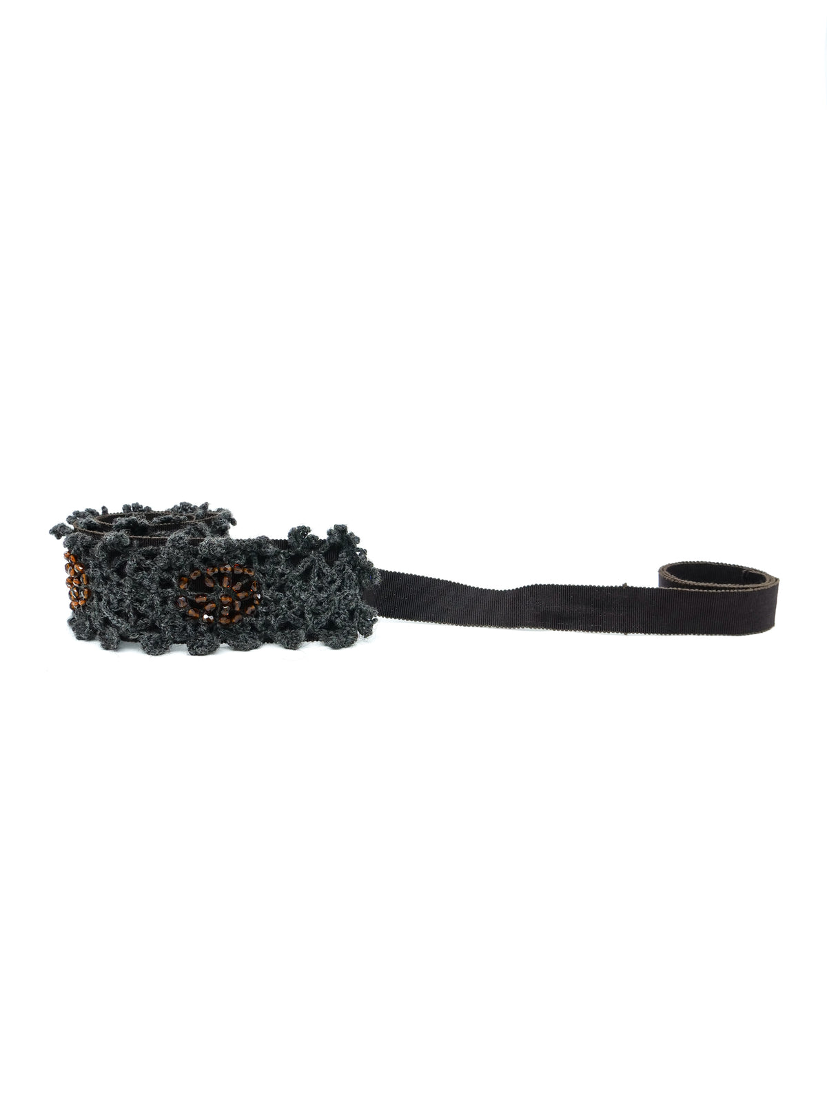 Prada Beaded Crochet Ribbon Belt