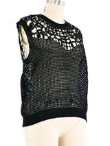 Black Crochet Sweater Vest Top arcadeshops.com