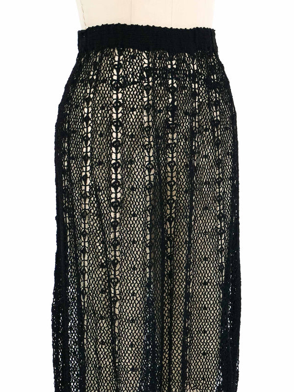 Black Crochet Midi Skirt Bottom arcadeshops.com