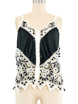 Black Satin And Crochet Cami Top arcadeshops.com