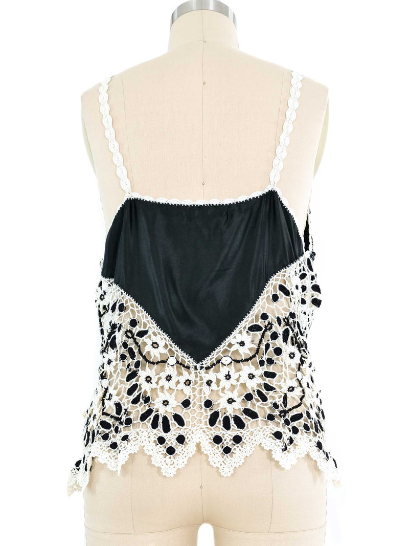 Black Satin And Crochet Cami Top arcadeshops.com