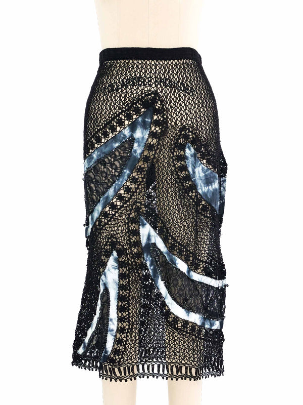Black Tie Dye Panel Crochet Skirt Bottom arcadeshops.com