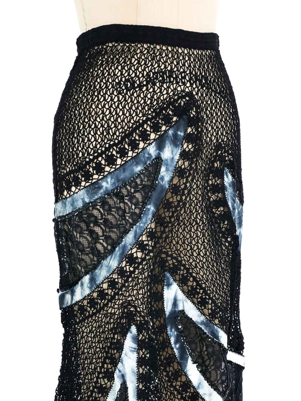 Black Tie Dye Panel Crochet Skirt Bottom arcadeshops.com