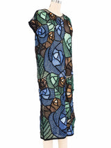 Blue Pieced Floral Crochet Dress Dress arcadeshops.com