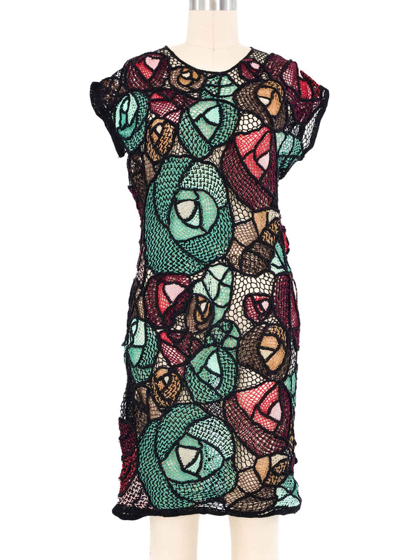 Pieced Floral Crochet Dress