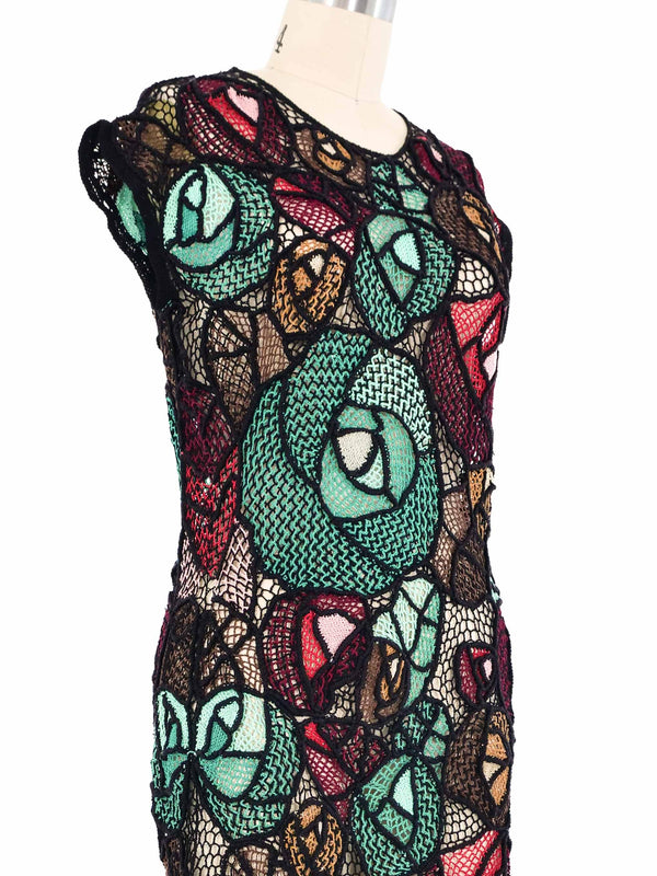 Pieced Floral Crochet Dress