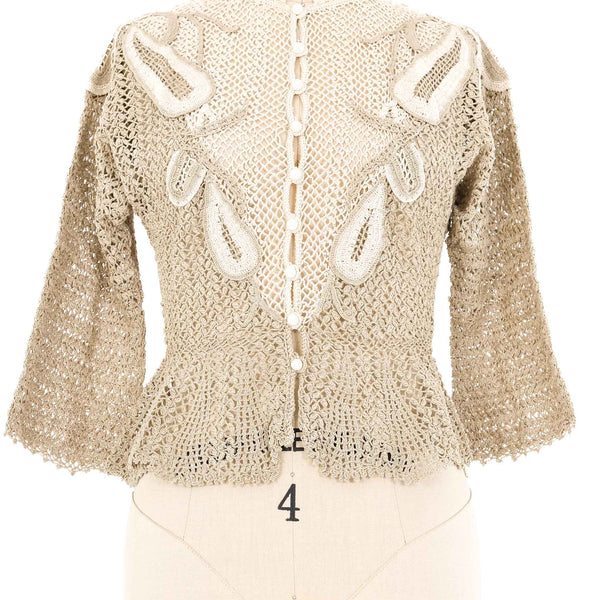 Natural Peplum Crochet Cardigan