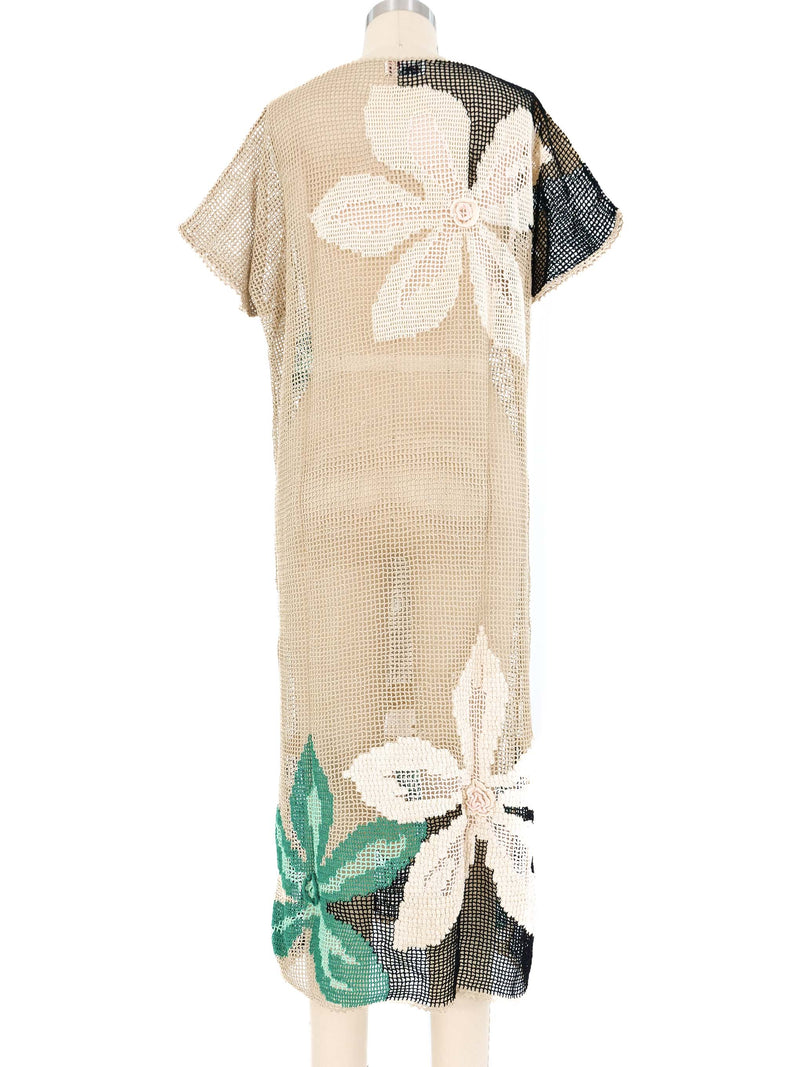Natural Crochet Floral Midi Dress Dress arcadeshops.com