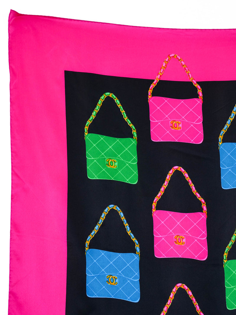 Chanel Handbag Printed Silk Scarf Accessory arcadeshops.com