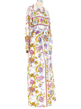 1970s Quilted Floral Hostess Dress Dress arcadeshops.com
