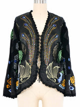 Peacock Embroidered Silk Crochet Cardigan Jacket arcadeshops.com
