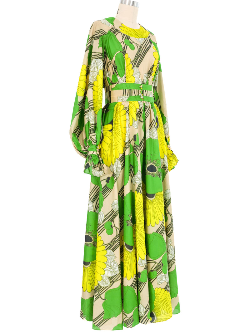 1960s David Butler Pop Art Floral Chiffon Maxi Dress Dress arcadeshops.com
