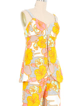 1960s Floral Print Tank Ensemble Suit arcadeshops.com