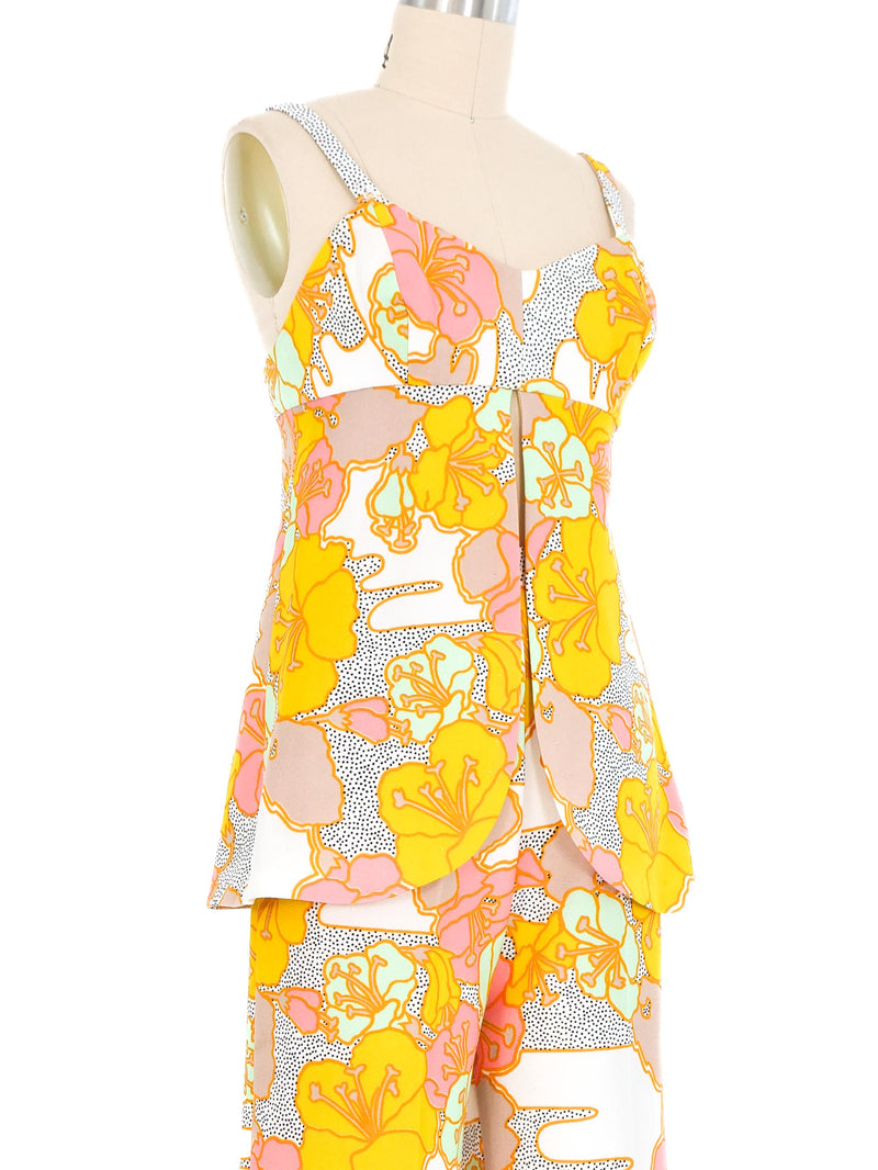 1960s Floral Print Tank Ensemble Suit arcadeshops.com