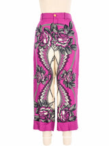 Gucci Violet Printed Silk Pants Bottom arcadeshops.com