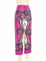 Gucci Violet Printed Silk Pants Bottom arcadeshops.com