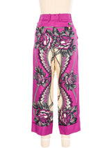 Gucci Violet Printed Silk Pants Bottom arcadeshops.com