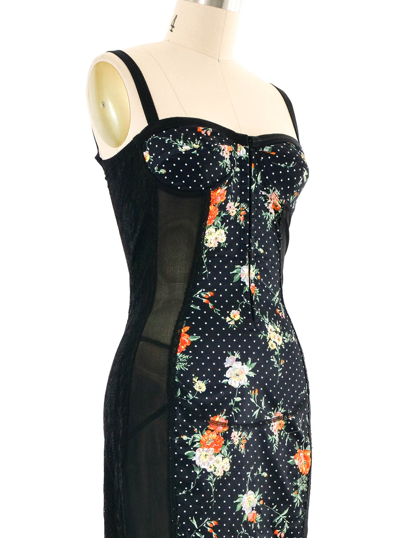 Dolce And Gabbana Floral Satin Bustier Dress Dress arcadeshops.com