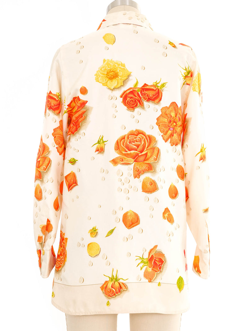 Hermes Floral Silk Blouse Top arcadeshops.com