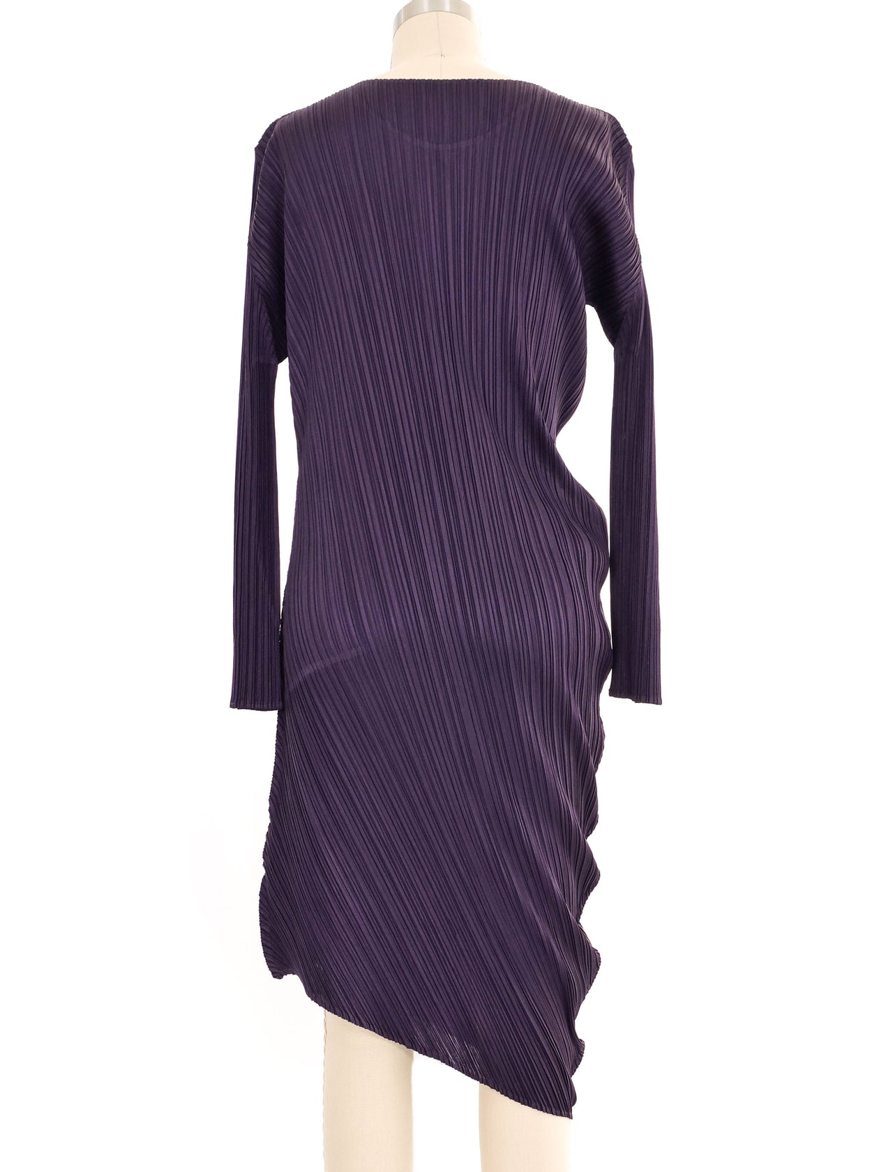 chinese dress ladies Issey Miyake Pleats Please Deep Purple Metallic Accent Dress