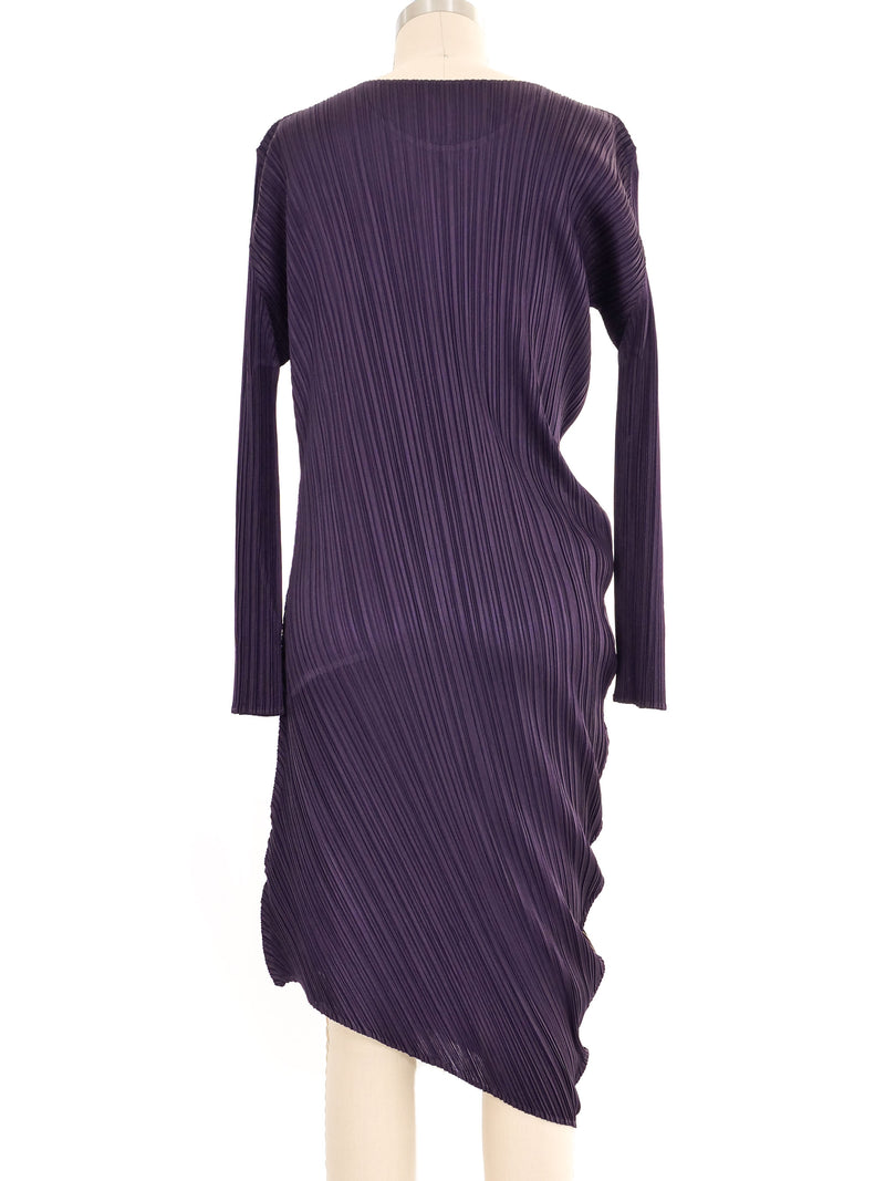 pleats please dress Issey Miyake Pleats Please Deep Purple Metallic Accent Dress