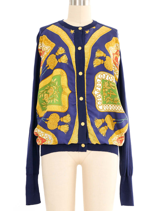 Hermes Baroque Silk Scarf Panel Cardigan Jacket arcadeshops.com