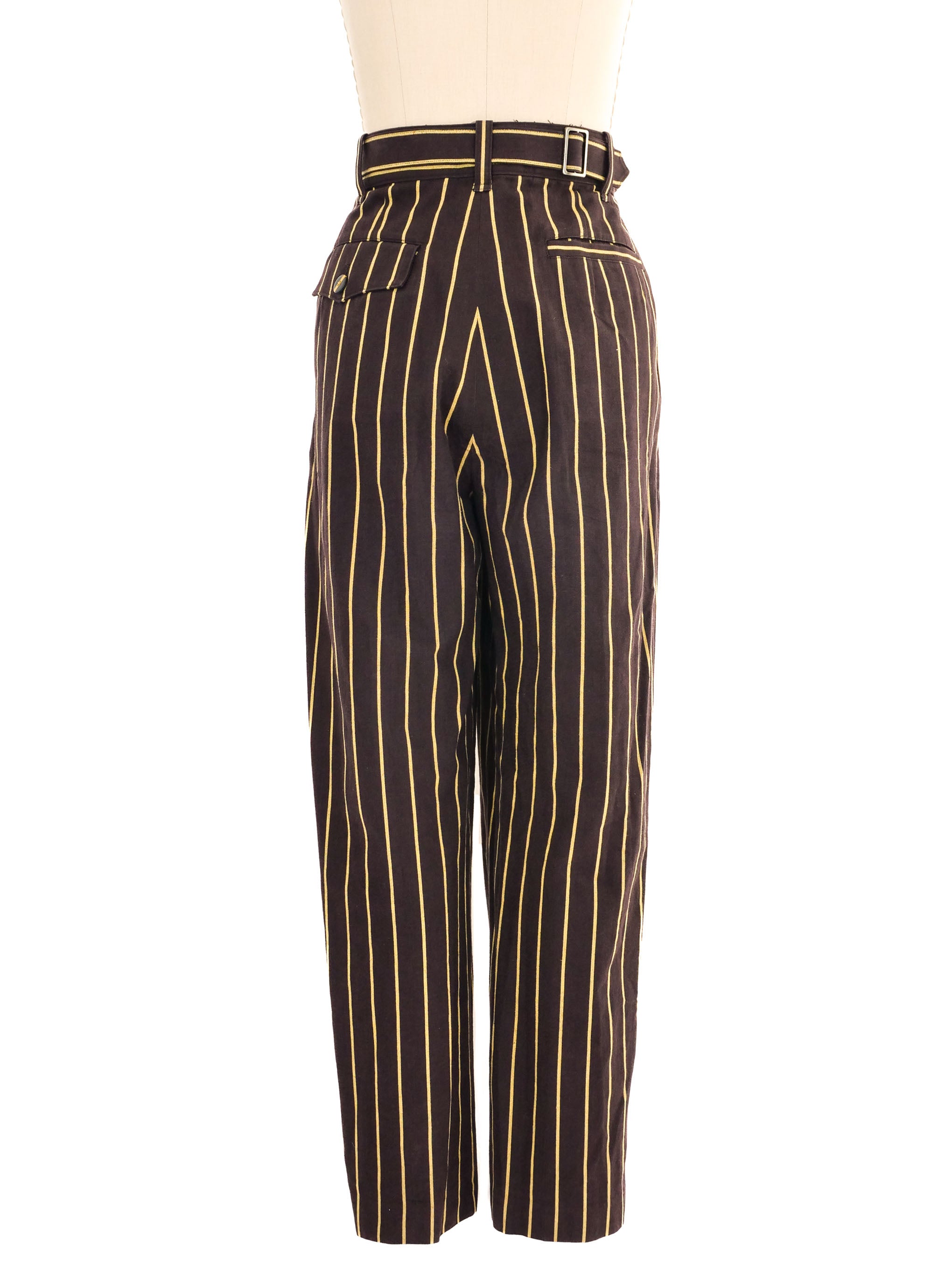 Issey Miyake Striped Cotton Trousers