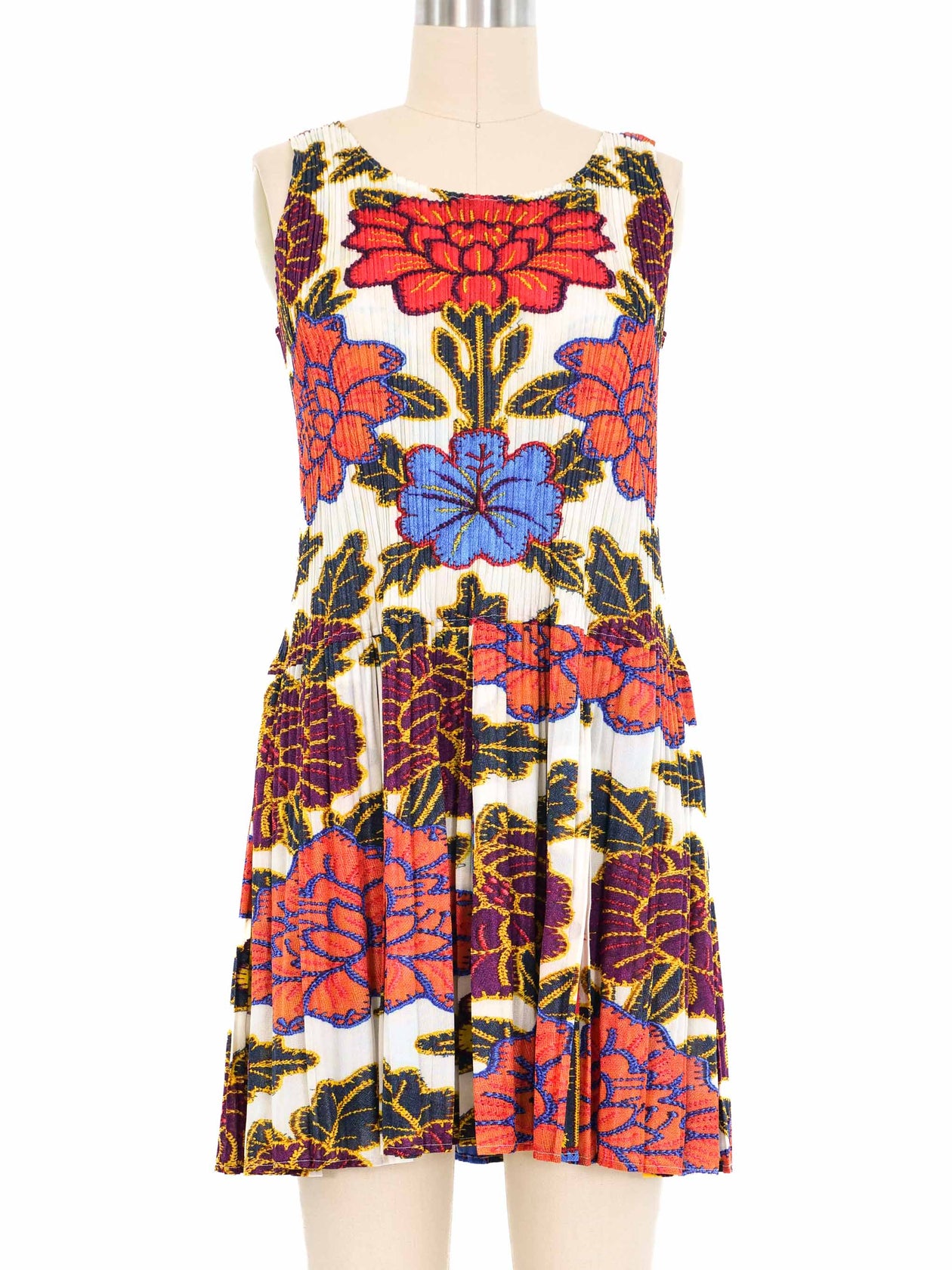 issey miyake mini dress Issey Miyake Pleats Please Floral Mini Dress