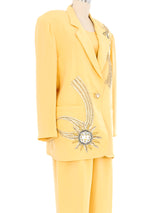 Lillie Rubin Sequin Embellished Butter Yellow Four Piece Suit Suit arcadeshops.com