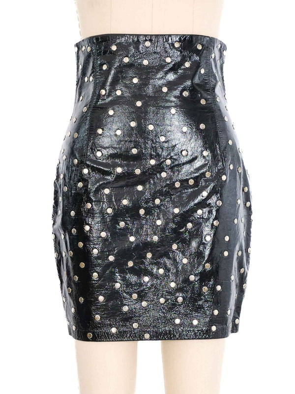 1991 Dolce And Gabbana Studded Patent Leather Skirt