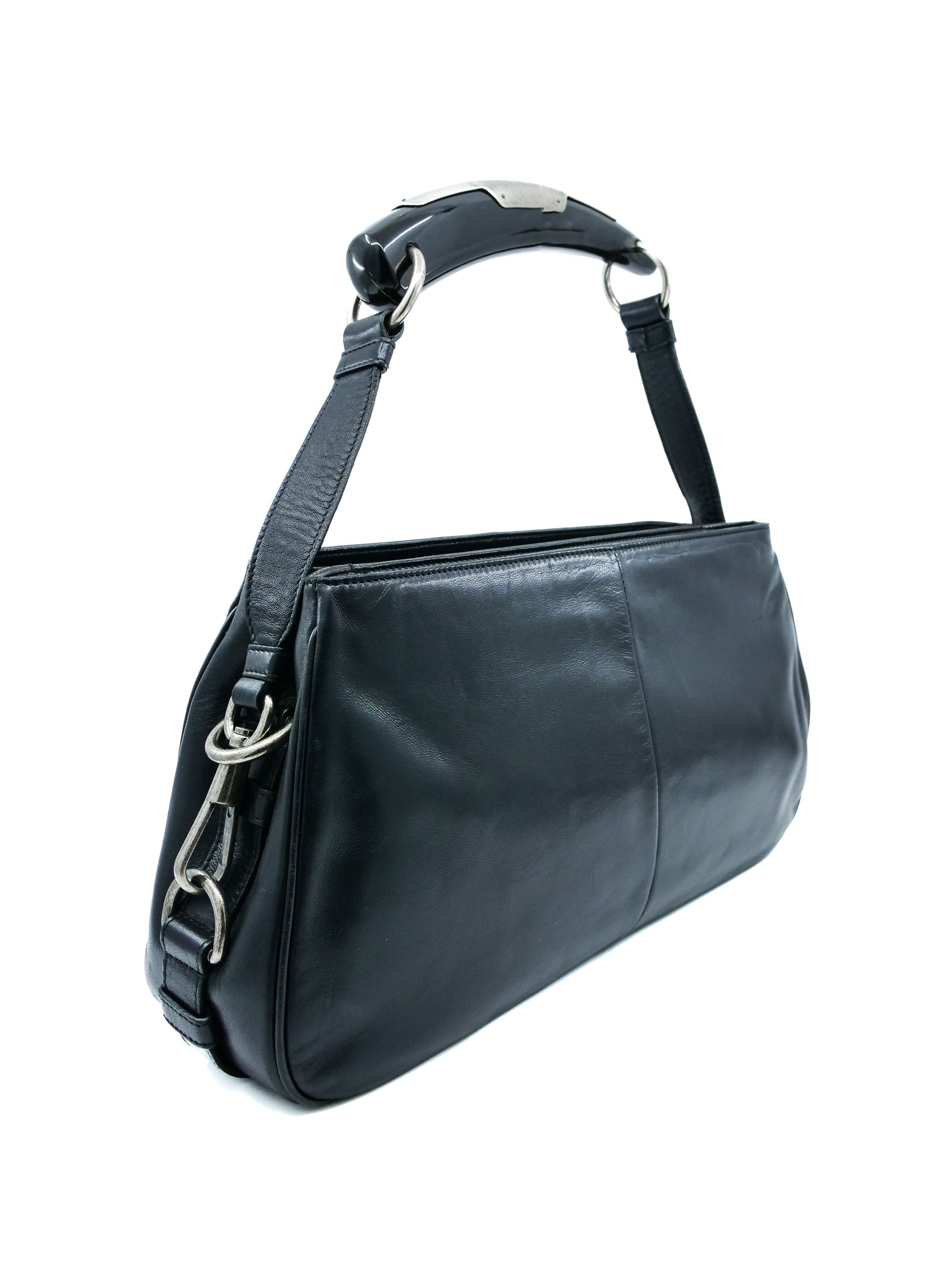 専用Yves Saint Laurent Mombasa Bag YVES SAINT LAURENT Mombasa Black Leather Vintage Large Shoulder