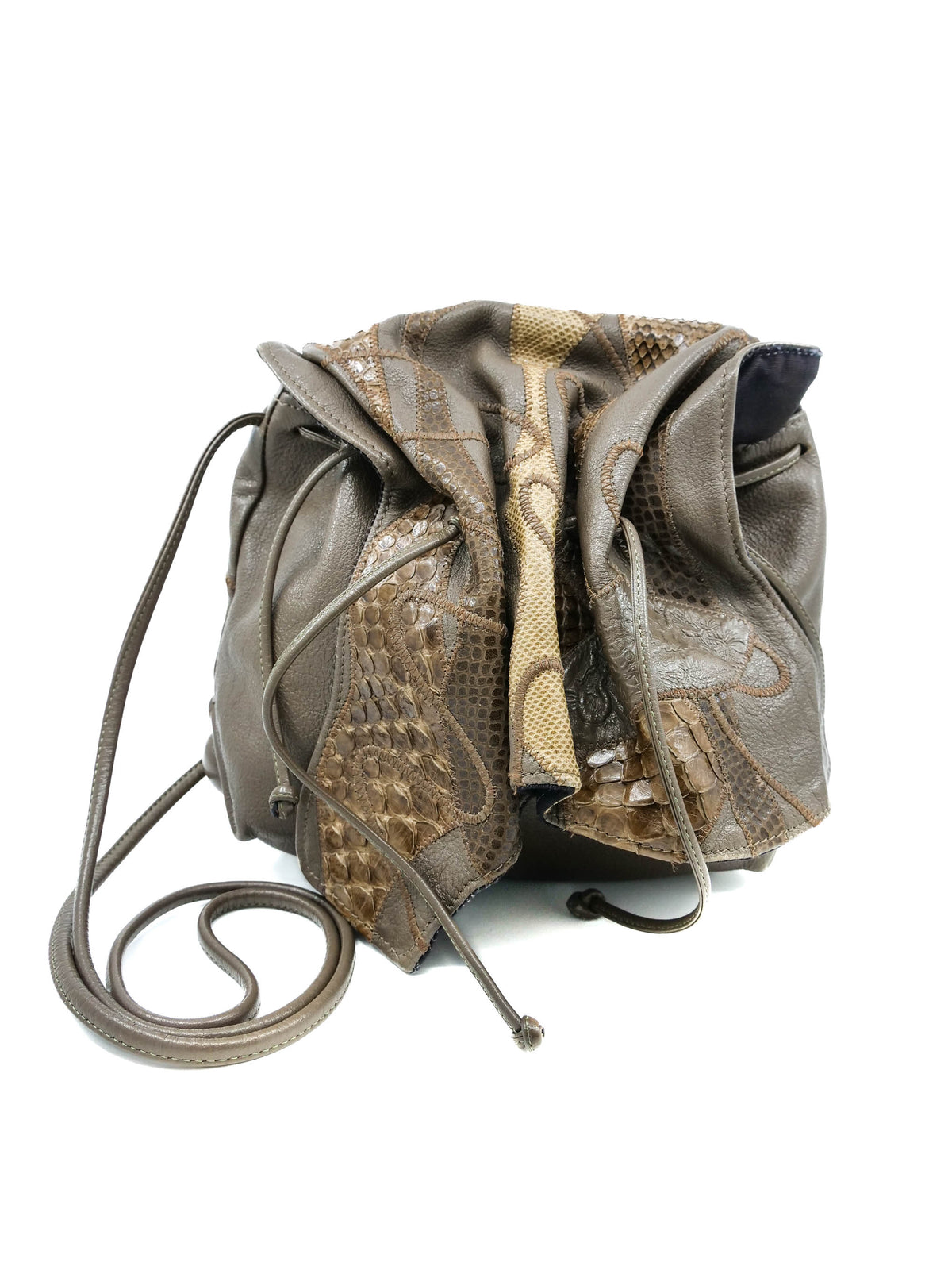 Carlos Falchi Taupe Python Buffalo Bag display picture 2