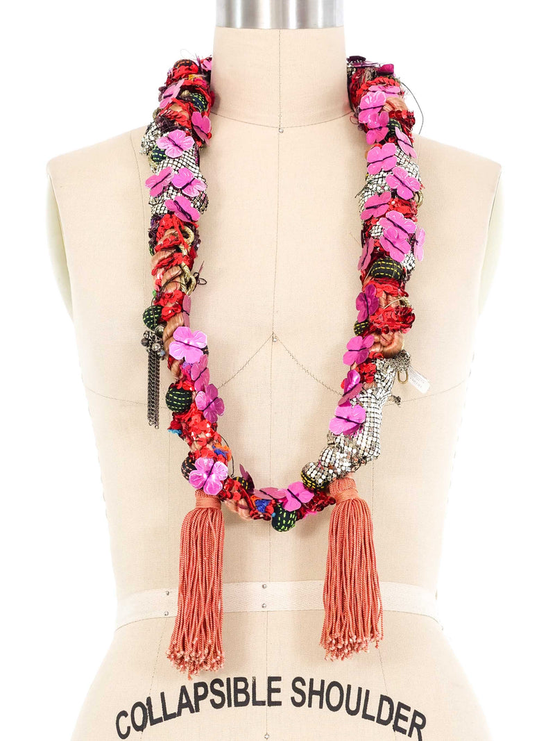 Art to Wear Pink Embellished Rope Necklace Accessory arcadeshops.com
