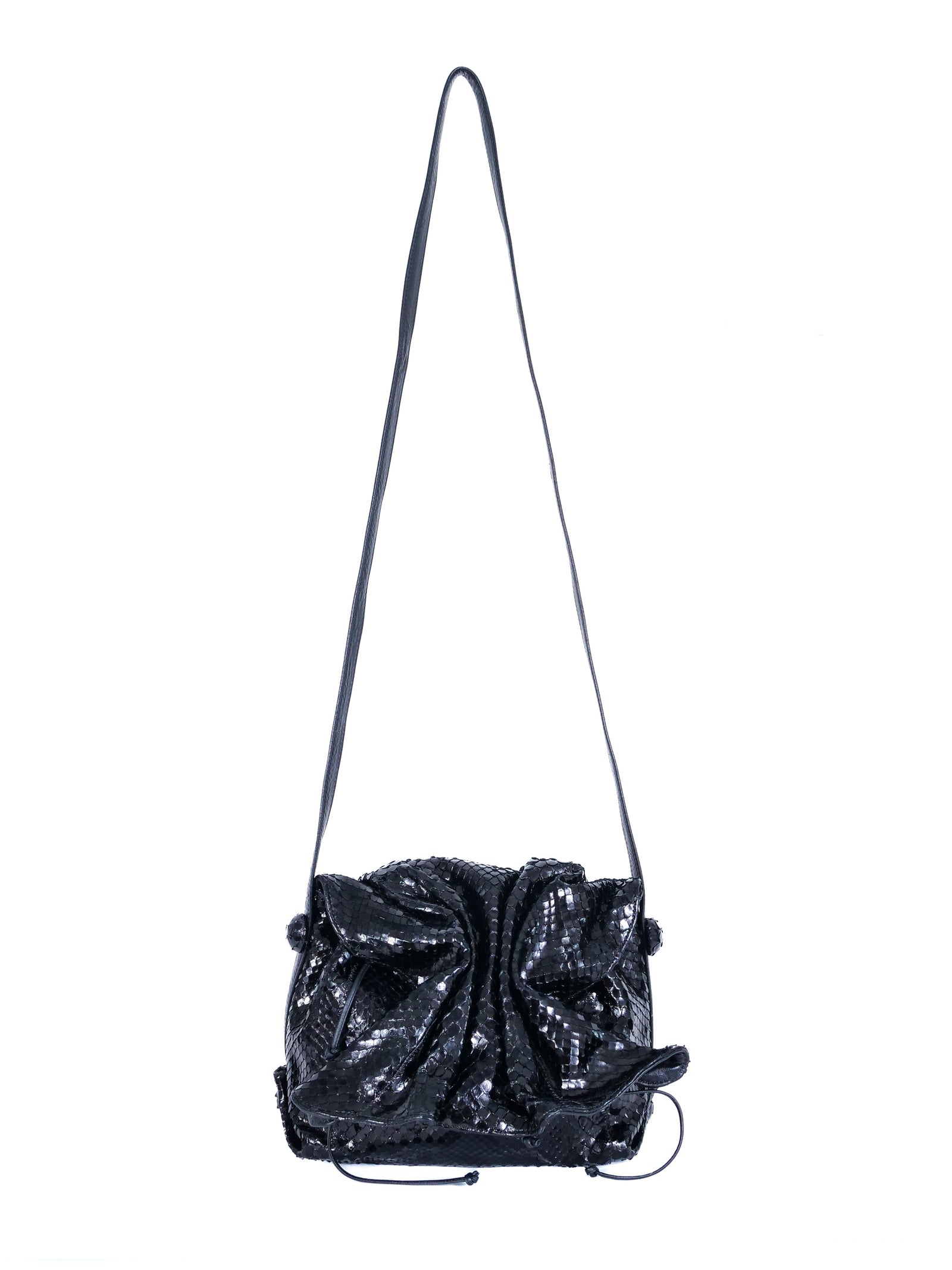 Falchi New York Faux Snake Skin Drawstring Backpack Black Gucci Snake Embossed Backpack,Drawstring Web Detail Black  main image 2
