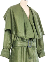 Issey Miyake Green Oversized Lapel Cropped Trench Coat Jacket arcadeshops.com