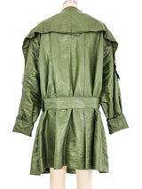 Issey Miyake Green Oversized Lapel Cropped Trench Coat Jacket arcadeshops.com