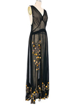 1920s Embroidered Sheer Chiffon Slip Dress Dress arcadeshops.com
