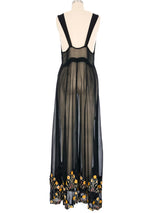 1920s Embroidered Sheer Chiffon Slip Dress Dress arcadeshops.com