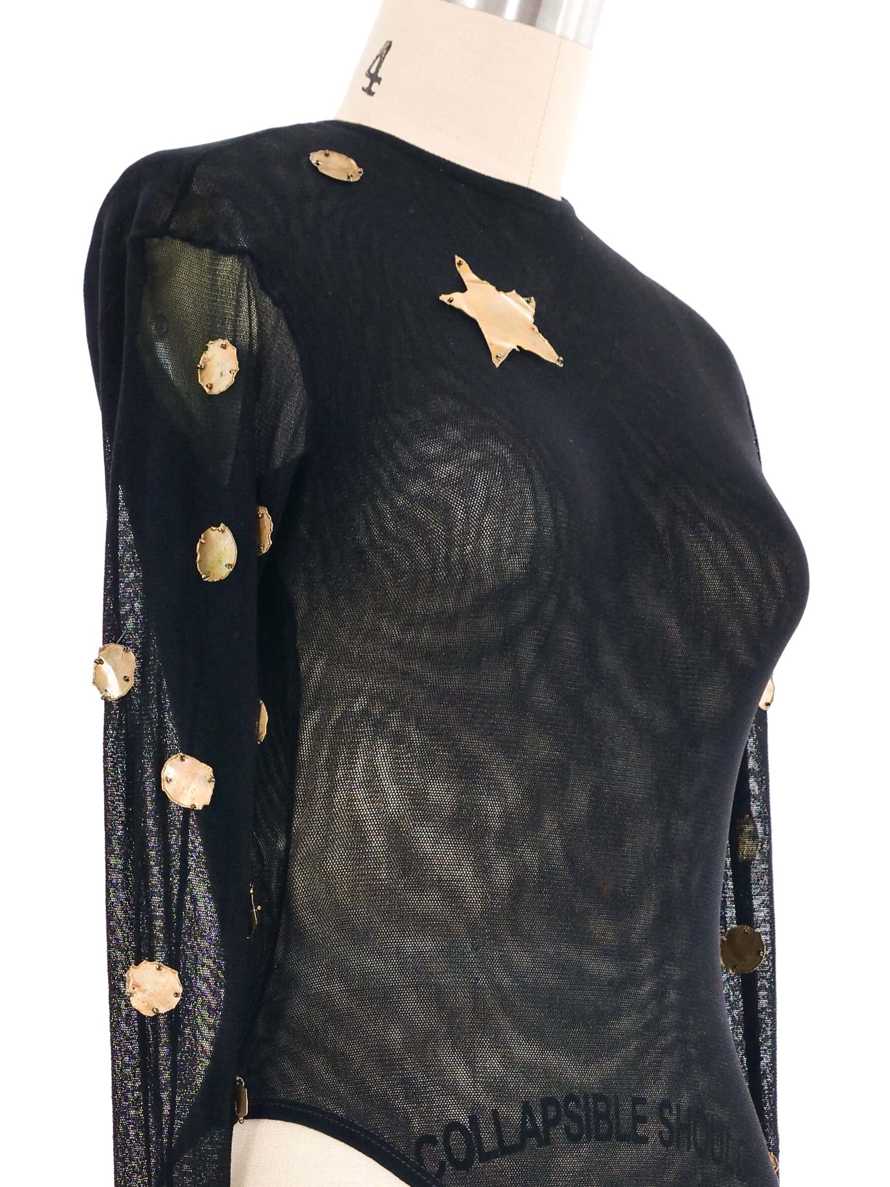 Giorgio di Sant'Angelo Copper Disc Accented Mesh Bodysuit